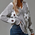 Thea | Pulover floral elegant cu decolteu în V