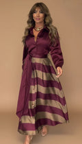 Mălina – Rochie elegantă cu imprimeu orizontal în dungi