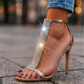Natalia – Sandale cu toc cui și baretă cu stras