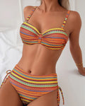 Delia – Costum de baie din două piese cu imprimeu în dungi