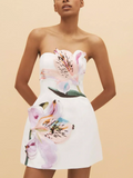 Narcisa – Rochie mini cu top tub brodat floral