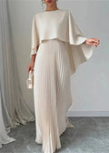 Amalia – Rochie maxi plisată cu mâneci tip batwing