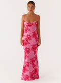 Iustina – Rochie maxi brodată în nuanță de roz