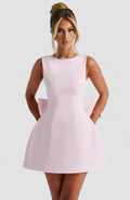 Melania – Rochie mini cu fundă din satin și perle