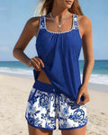 Maria – Top și Șorturi Tankini Imprimat, Două Piese