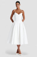 Ionela – Rochie midi cu top ajustat și fustă voluminoasă