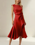 Delia – Rochie midi drapată asimetric