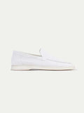 Loafer Clasic din Suede Alb Perlă