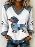 Anca – Pulover Patchwork Cățeluș
